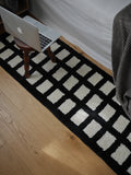 Tufting Black White Grids Bedside Rug Soft Geometric Carpet Bathroom Floor Pad Kids Room Bedroom Doormat Aesthetic Home Decor