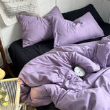 Duvet Cover Set New School Season Student Three PIECE Set Ins Style Solid Color Double Panel Washing Cotton Comforter Set