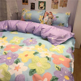 Ins Style Fashion Butterfly Bedding Set For Girls Boys Double Size Flat Sheet Duvet Cover Pillowcase Bed Linen Home Textile