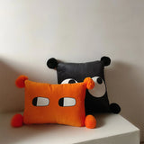 Funny Big Eyes Pillow Case Velvet Cushion Cover with Plush Ball Pillowcase Back Support Home Decorative Living Room Art Decor