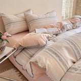 100% Cotton Floral Bedding Set Single Queen King Size Washed Cotton Soft Duvet Cover Bed Sheet/Fitted Sheet Pillowcases 3/4Pcs
