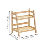 2 Layer Bamboo Countertop Storage Organizer,Multipurpose Bamboo Storage Shelf,Countertop Storage  for Kitchen,Office,Bedroom