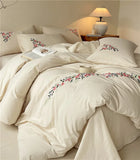 Linen Cotton Bedding Set Breathable Embroidery Bed Linens Sheet Pillowcase Duvet Cover Sets Underwear