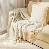 All-Season Cozy Throw Blanket Home Bed End Towel Soft Fringed Blanket for Sofa Bed Office Nap Cover Multifunction Bedspread