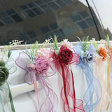 Multi-purpose Rustic Wedding Car Door Handle Decoration Just Flowers Married Car Mirror Rearview Flower Decor Accessories