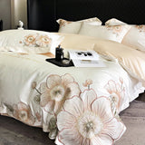 High end Flowers Embroidery Duvet Cover Set 1000TC Egyptian Cotton Bedding Sets Luxury Quilt Cover Fitted Bed Sheet Pillowcases