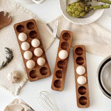 1Pc Multi-Grids Acacia Wood Egg Tray Wooden Baked Egg Storage Tray Scandinavian Pastoral Style Duck Egg Storage Box Storage Rack Suitable for Kitchen and Restaurant Egg Storage Rack Baking Refrigerator Egg Tray Gift Giving