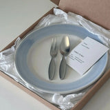 Tea Style Milk Blue Gradient Plate Hand-painted Underglaze Color Dining Plate Home Dessert Vegetable Fruit Plate Cold Style Dish