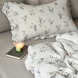 Vintage French Pastoral Flower Print Bedding Set 100% Cotton Double Yarn Soft Duvet Cover Flat/Fitted Bed Sheet Pillowcases 4Pcs