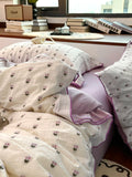 Purple Tulip Small Embroidery Cotton Bedding Set Moonlight Bus Tee-Piece Quilt Cover eet Bedding Pure Cotton 8M Bed Canopy