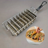 8 Grids Mexican Tucker Frying Taco Basket with Non Slip Dip Plastic Handle Fried Rack Perfect for Home Party Food Serving