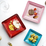 6 Inch 8 Inch Creative Ceramics Square Plate Dessert Western Food Plate Fruit Dim Sum Plate House Solid Color Tableware
