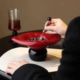 Modern Wave Irregular Ceramic Draining Tray Kitchen Fruits Snack Decorative Tray Tableware Living Room High-footed Tray
