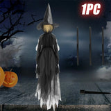 Interactive Light-Up Witch Decoration with Motion Sensor Scary Sound Effects Creepy Animated Prop for Haunted House Halloween