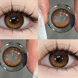 2 Pcs Best Selling Contacts Colored Lenses Myopia Degree -0.00 to -8.00 Green Eye Korean Lenses Blue Soft Fashion Lenses