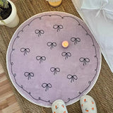 Princess Style Bowknot Round Carpet Simple Rugs for Girls Bedroom Large Area Carpets for Living Room Balcony Porch Door Mat