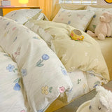 Kawaii Princess Pure Cotton Bedding Set Full Size Lovely Ruffles Single Doubel Duvet Cover Set Girls Woman Cozy Bedding Sets
