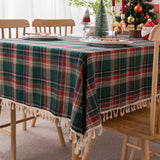 Christmas tablecloth Green Plaid Photo Atmosphere Resort Home Textile 2024 New Year table cover for Family Gathering Restaurant