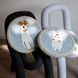 Round Seat Cushion Soft Cartoon Dog Stripe Plush Floor Chair Sofa Pad Support Home Office Autumn Winter Warm Decor 40x40cm