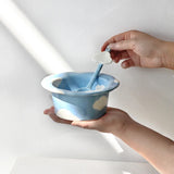 Blue Sky and White Clouds Breakfast Spoon Coffee Mixing Spoon Underglaze Color Fruit Salad Rice Soup Bowl
