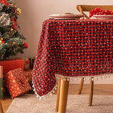 Christmas Snowflake Plaid Tablecloth Printed Tea Table Decor Kitchen Party Christmas New Year Decoration