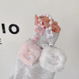 cute pink bow soft plush fluffy bluetooth headphone protector case for airpods 1 2 3 4 pro 2 protective cover luxury bracelet