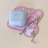 Blue Plaid Star + Lanyard Earphone Case Suitable for Apple for Airpodspro2 Case/For Airpodspro Case/For Airpods4 Case/For Airpods3 Case/For Airpods2 Case/Fashionable Women's Earphone Case/Simple Earphone Case