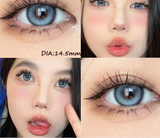 2PCS  Red Color Contact Lenses Large Diameter 14.5mm Myopia Degree Colored Lens Blue Beauty Pupil Makeup One Year Use