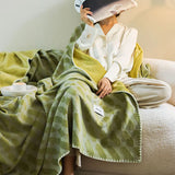 Nordic Simple Jacquard Sheep Fleece Blanket Luxury Autumn Winter Office Bedroom Nap Blanket Shawl Cushion for Single Double Size