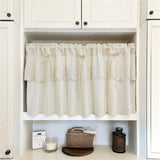 French Romantic Cream Geometric Semi Sheer Cafe with Curtain Beige Crochet For Bows Kitchen Cabinet Doors Bohemian Home Decor