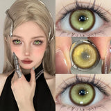2Pcs Halloween Cosplay Color Contact Lenses for Eyes with Degree Cosmetic Lens Green Eyes Makeup Soft Blue Beauty Pupil
