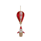 Christmas Tree Ornaments, Flocked Hot Air Balloon Santa Figurine, Gold-Trimmed Linen Basket, European and American Style