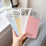 Luxury Polka Dot Candy Color Case for iPhone 17 16 15 Pro Max 14 Wave Point Camera Film Protector Soft TPU Shockproof Cover