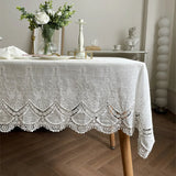 Embroidery Lace 100% Cotton White Flower Tablecloth for Home Wedding Party Decoration Table Cloth Luxurious Table Cover