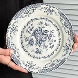 French Retro Rose Ceramic Dining Plate Afternoon Tea Dessert Cake Plate Tableware