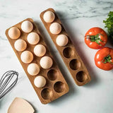 1Pc Multi-Grids Acacia Wood Egg Tray Wooden Baked Egg Storage Tray Scandinavian Pastoral Style Duck Egg Storage Box Storage Rack Suitable for Kitchen and Restaurant Egg Storage Rack Baking Refrigerator Egg Tray Gift Giving