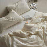 40S Ripple Jacquard Pure Cotton Bedding Set Bubble Gauze Color Blocking Breathable Quilt Set Twin Full Queen King Bedclothes