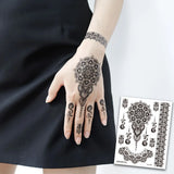 Black Henna Temporary Tattoos for Women Lace Flower Mehndi Sticker for Hand Fake Henna Tattoo Sticker Body Art Wedding Tatoo