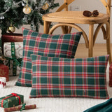 Christmas Plaid Cushion Cover Cotton Decorative Pillows for Sofa Bed Living Classic Green Red Throw Pillow Cover Home Decor Gift