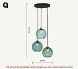 High-end Color Water Patterned Glass Ball Pendant Light Bedroom Bedside Lamp Creative Dining Living Room Bar Counter Chandelier
