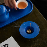 Klein Blue Ceramic Incense Burner Red Calming Aroma Base Storage Round Plate Portable Travelling Accessories Home Office Decor