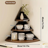 Space Saving Corner Shelf Organizer Wooden Cup Holder for Kitchen Office Cafe Countertop Storage Rack Desktop Organization