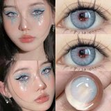 1 Pair New Colored Contacts Lenses Fashion Blue Lense - 0.00 To - 8.00 Diopter Lenses High Quality Cute Beautiful Pupils
