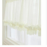 Window Valance White Linen Ruffle Short Curtain Kitchen Decor Rod Pocket Farmhouse Rustic Sheer Valances W150xL60cm 1pc
