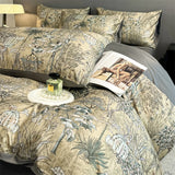 Flower Printed Duvet Cover Set Satin Silk Bed Cover Sets for Summer Queen/King Size Silky plumones de cama Coolling Bedding Set