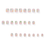 Starfish Fake Nails Reusable French Press on Nails Summer Short Square False Nail Art Ocean Fake Nails Starfish Design Nails Tip