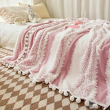 1pc two-color jacquard star velvet Dream Talk ball blanket, comfortable and breathable, dopamine color series, festival gift