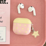Lovely Pink Earphone Case For Apple AirPods Pro 2 Soft Cover Cute Yellow Star Pattern Silicone Protector For AirPods 1 2 3 4