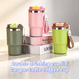 480ml Stainless Steel Thermos Cup Multi-color Portable Ice Cup Mini Double-layer Insulated Coffee mug With Lid water bottle