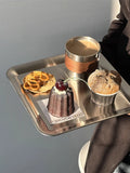 Luxury Square Stainless Steel Serving Tray,Coffee Tray,Desserts – Elegant Serving Platters for Café, Restaurant Bathroom Tray
